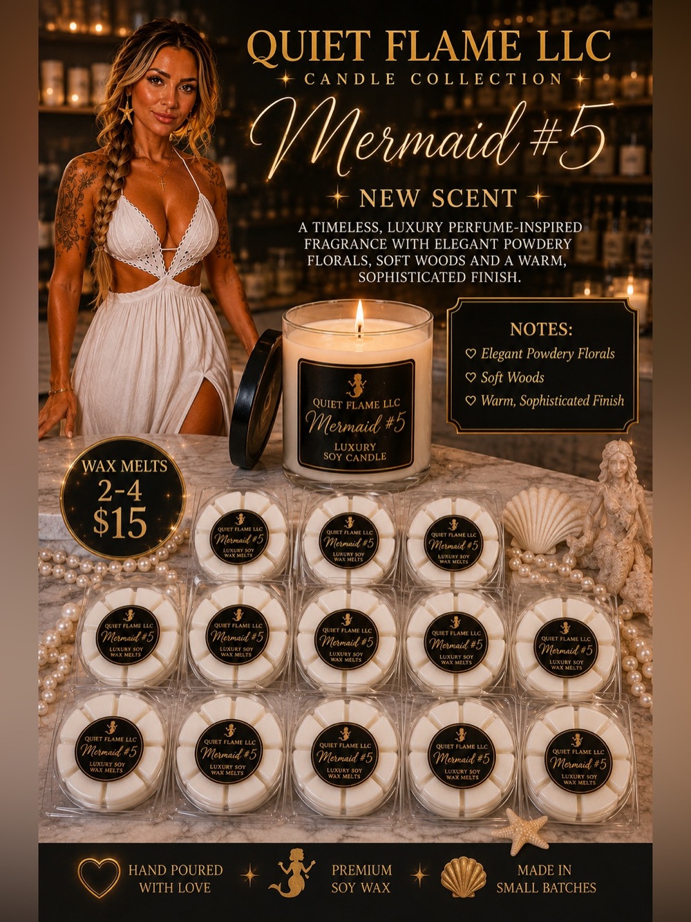 Mermaid #5 Luxury Coco-Soy Blend Wax Melts  2-4-$15